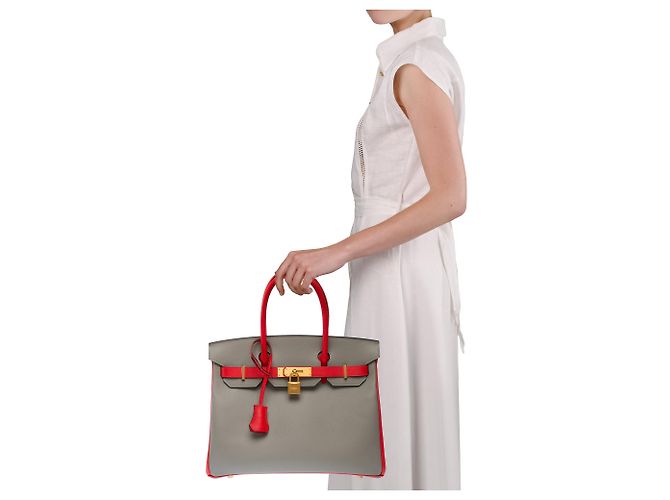Hermès Borsa HERMES Birkin 30 in Pelle Grigia - 103649 Grigio - vista 13