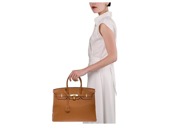 Hermès Borsa HERMES Birkin 35 in Pelle Oro - 103647 D'oro - vista 13