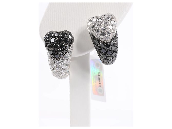 Orecchini De Grisogono Heart White x Black Diamond WG Bianco - vista 3
