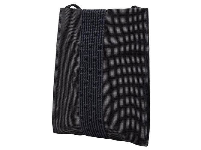 Borsa a tracolla Hermline in tela grigia Hermès Marrone - vista 2