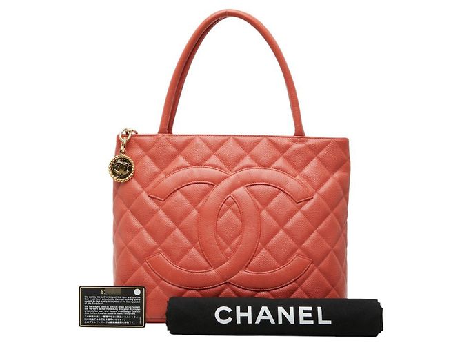 Borsa Tote Chanel Matelassé Orange Caviar Leather Arancione - vista 13