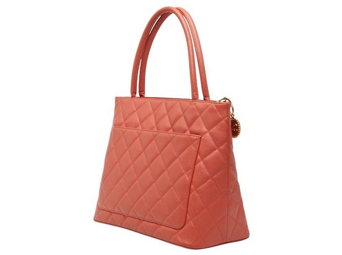 Borsa Tote Chanel Matelassé Orange Caviar Leather Arancione - vista 2