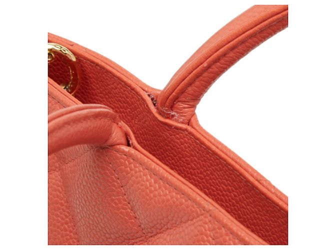 Borsa Tote Chanel Matelassé Orange Caviar Leather Arancione - vista 8