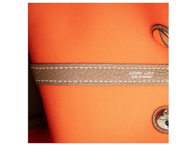 Hermès Borsa Tote Hermes Garden Party TPM Arancione Taupe - vista 6
