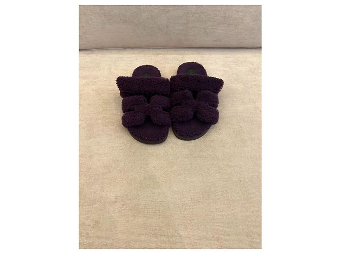 Sandali Hermès Chypre in lana di agnello Viola Porpora - vista 2