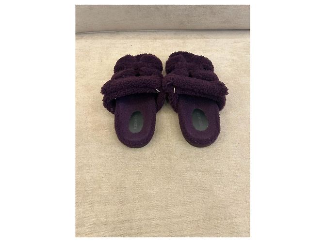 Sandali Hermès Chypre in lana di agnello Viola Porpora - vista 3