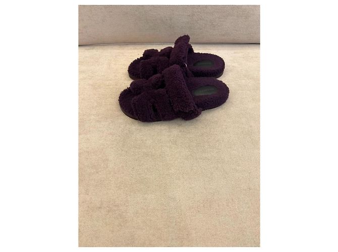 Sandali Hermès Chypre in lana di agnello Viola Porpora - vista 4
