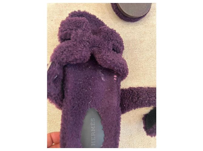Sandali Hermès Chypre in lana di agnello Viola Porpora - vista 7