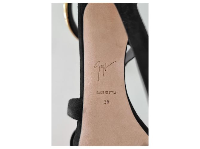 Sandali con tacco a spillo Giuseppe Zanotti Venere in scamosciato nero (Re-Edition) - vista 13