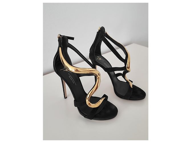 Sandali con tacco a spillo Giuseppe Zanotti Venere in scamosciato nero (Re-Edition) - vista 4