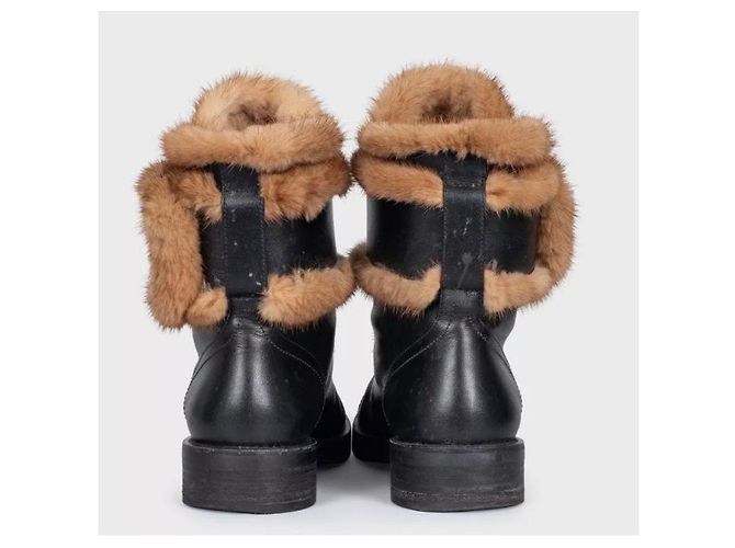 Louis Vuitton Wonderland Schwarze Lederstiefel - Größe 39 Gebraucht - Ansicht 4