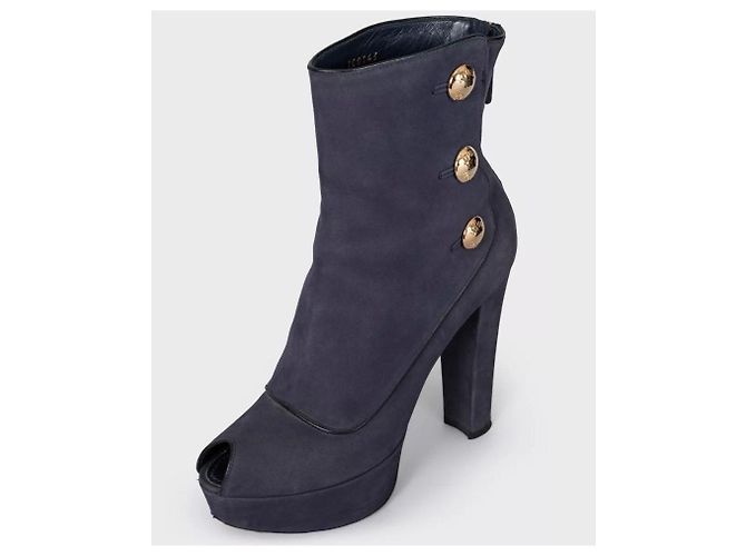 Louis Vuitton Grau Wildleder Open-Toe Booties EU 38 gebraucht - Ansicht 3