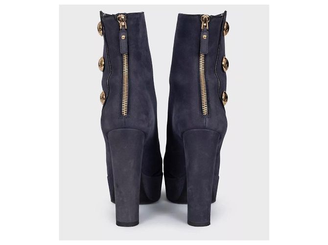 Louis Vuitton Grau Wildleder Open-Toe Booties EU 38 gebraucht - Ansicht 4
