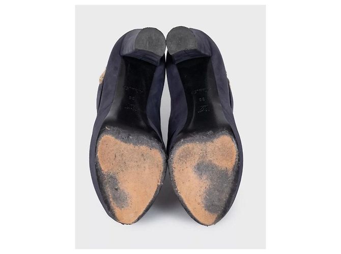 Louis Vuitton Grau Wildleder Open-Toe Booties EU 38 gebraucht - Ansicht 5