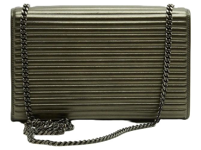 Saint Laurent 2018 Sac Kate Opium Medium YSL Khaki Gold Leather Shoulder Bag D'oro Verde - vista 3