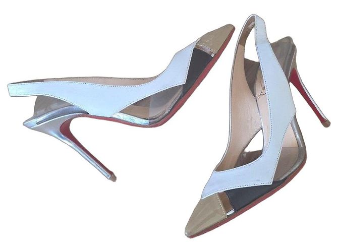 Décolleté Christian Louboutin Nero Bianco Beige - vista 2