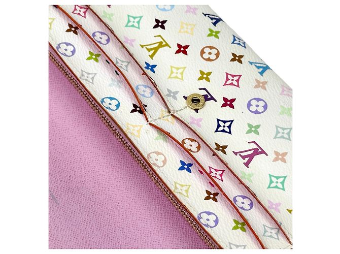 Sarah Louis Vuitton Monogram Multicolore Long Wallet Pink White - view 14