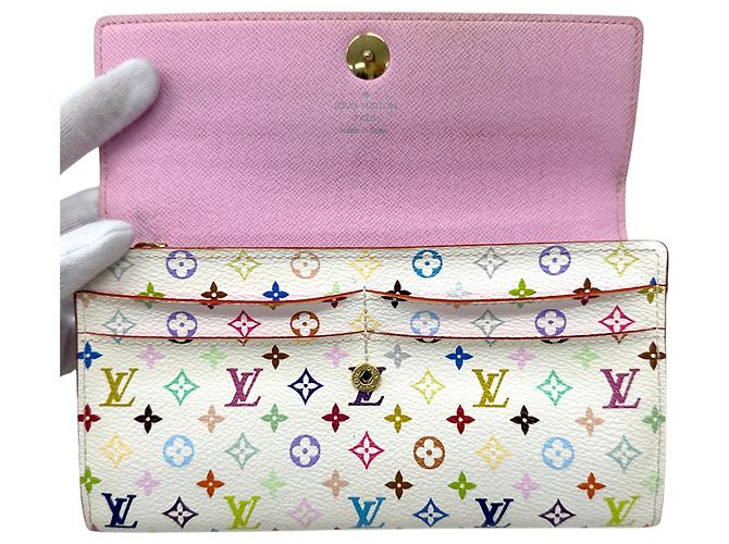 Sarah Louis Vuitton Monogram Multicolore Long Wallet Pink White - view 4