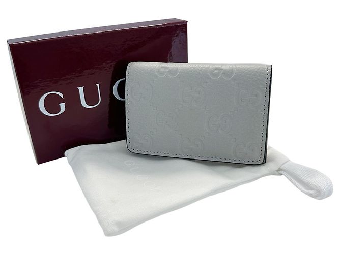 Tarjetero de cuero gris Gucci Castaño - vista 10
