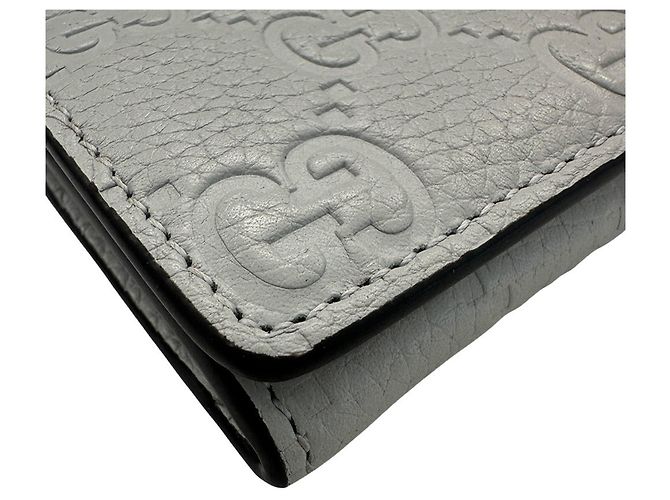Tarjetero de cuero gris Gucci Castaño - vista 4