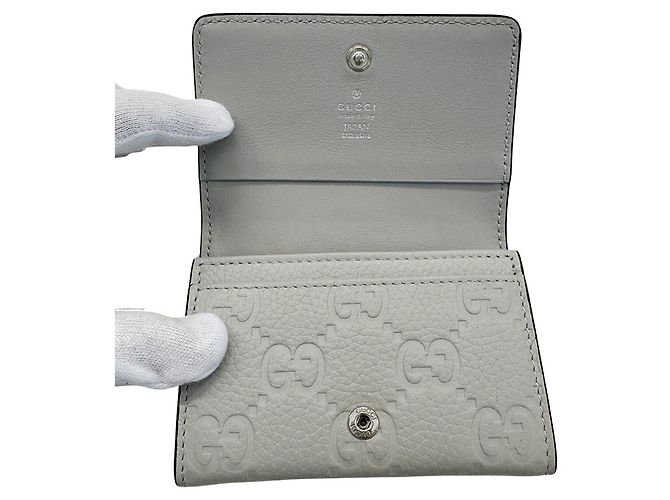 Tarjetero de cuero gris Gucci Castaño - vista 6