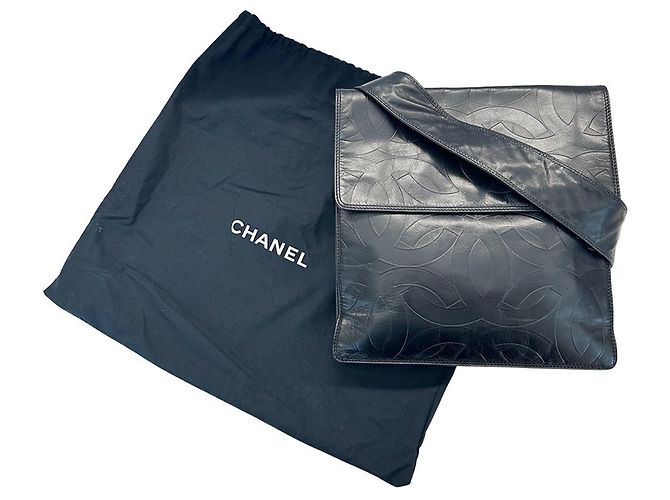 Borsa a tracolla Chanel in agnello nero - vista 10
