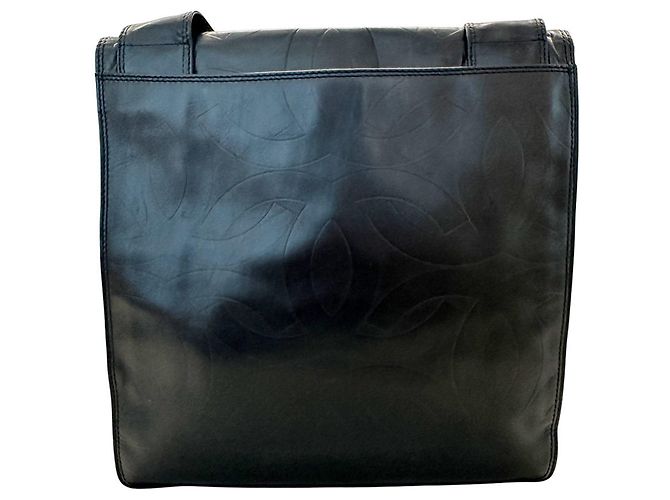 Borsa a tracolla Chanel in agnello nero - vista 2