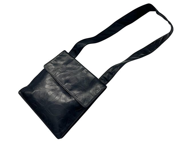 Borsa a tracolla Chanel in agnello nero - vista 6