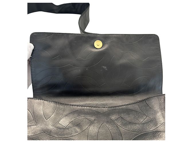 Borsa a tracolla Chanel in agnello nero - vista 7