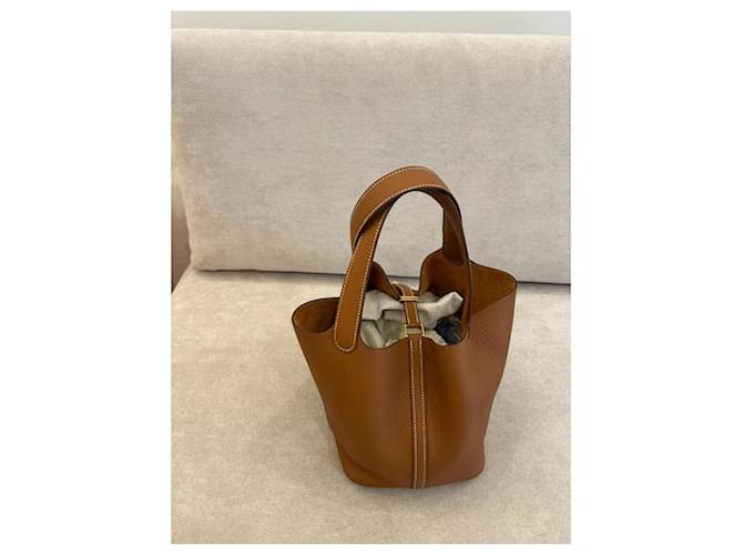 Hermès Picotin Lock 22 Borsa in pelle Gold Marrone - vista 2