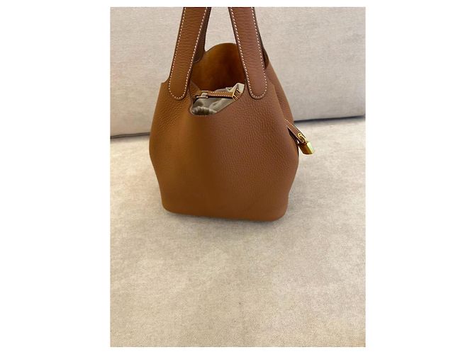 Hermès Picotin Lock 22 Borsa in pelle Gold Marrone - vista 3