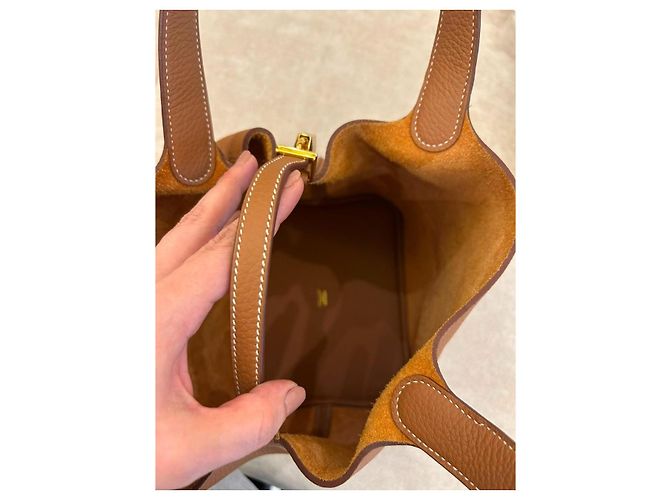 Hermès Picotin Lock 22 Borsa in pelle Gold Marrone - vista 8