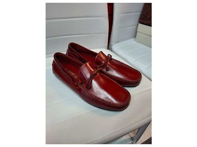 Autre Marque Mocassini Rossi in Pelle D.Lepori Rosso - vista 2