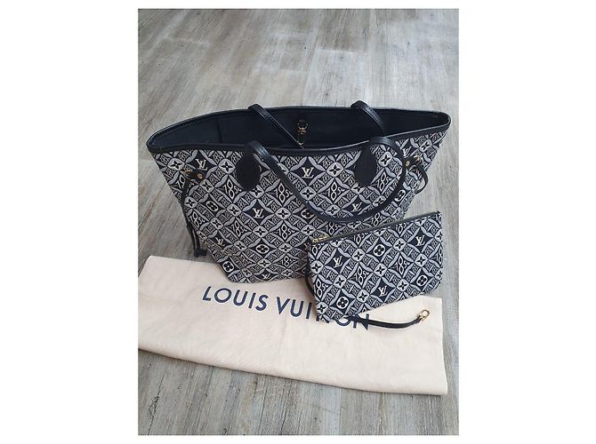 Louis Vuitton Neverfull MM Jaquard Since Schwarz NUOVO - vista 2