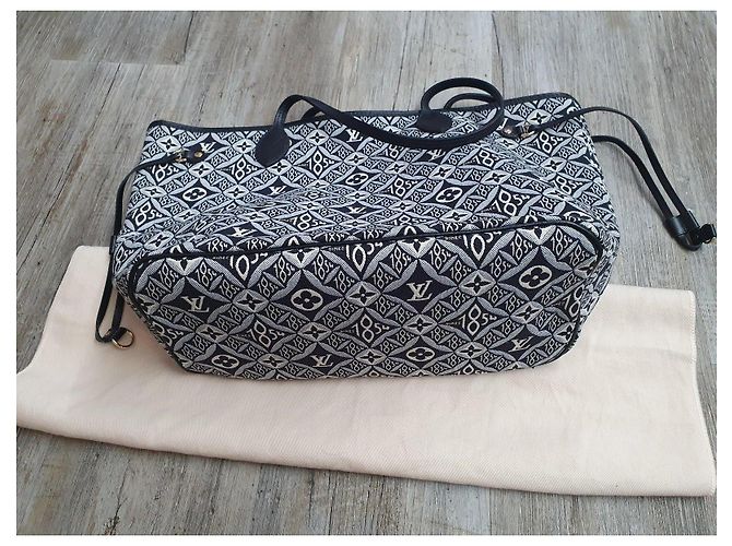 Louis Vuitton Neverfull MM Jaquard Since Schwarz NUOVO - vista 4