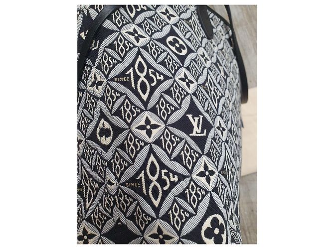 Louis Vuitton Neverfull MM Jaquard Since Schwarz NUOVO - vista 7