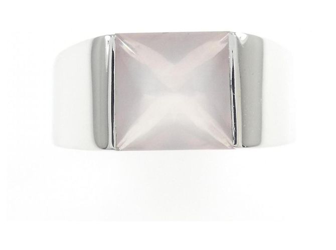 Anello Tank di Cartier in oro bianco con quarzo rosa - vista 2