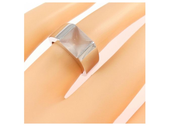 Anello Tank di Cartier in oro bianco con quarzo rosa - vista 5