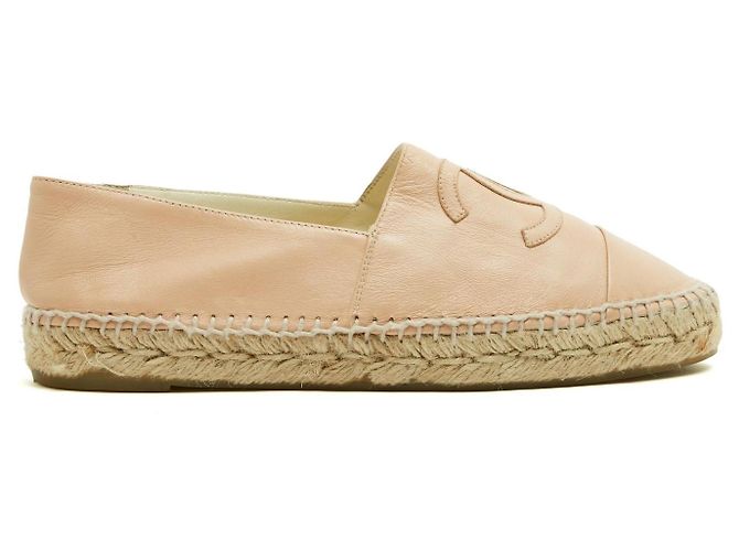 Chanel Espadrilles Cuir rose EU39 CC Pink on Pink Leather Flat Shoes UK6 US8.5 Rosa - vista 2