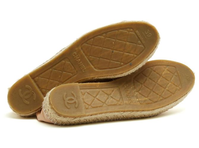 Chanel Espadrilles Cuir rose EU39 CC Pink on Pink Leather Flat Shoes UK6 US8.5 Rosa - vista 5