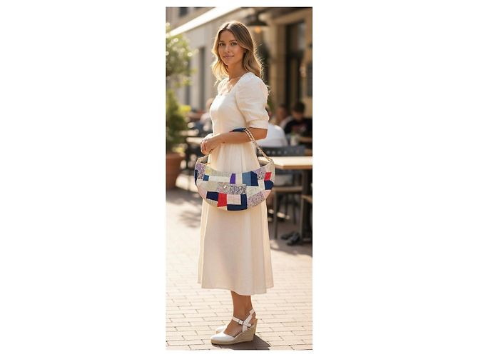 ULTRA SELTENER CHANEL 06P RUNWAY MULTICOLOR PATCHWORK TOTE HOBO BAG Pink Rot Blau Mehrfarben Beige Lila - Ansicht 3