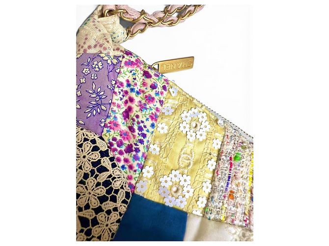 ULTRA SELTENER CHANEL 06P RUNWAY MULTICOLOR PATCHWORK TOTE HOBO BAG Pink Rot Blau Mehrfarben Beige Lila - Ansicht 5