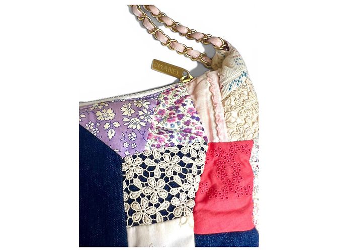 ULTRA SELTENER CHANEL 06P RUNWAY MULTICOLOR PATCHWORK TOTE HOBO BAG Pink Rot Blau Mehrfarben Beige Lila - Ansicht 6