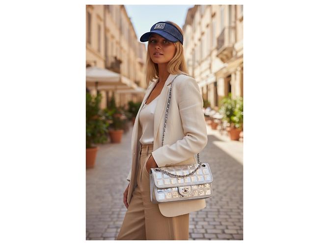 Visiera da Tennis Chanel 2003 Blu Navy Terry CC Logo Sport - vista 3
