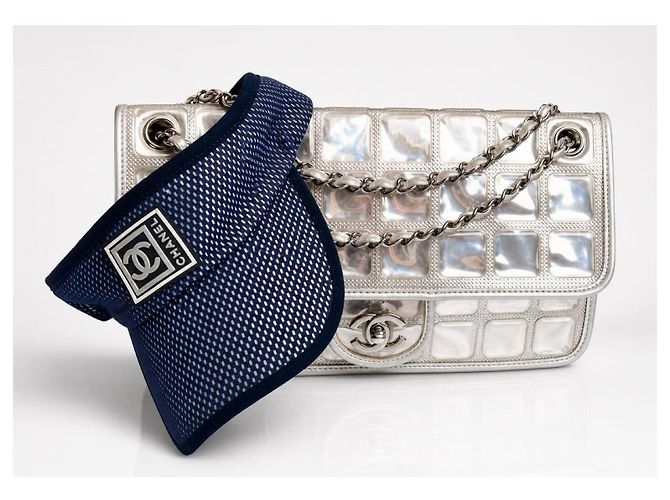 Visiera da Tennis Chanel 2003 Blu Navy Terry CC Logo Sport - vista 4