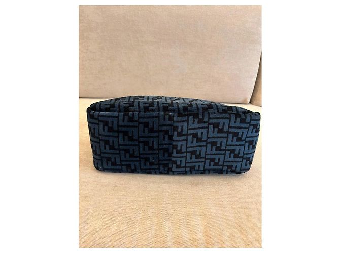 Borsa Fendi O'Lock in tela FF blu con catena plexiglass Nero - vista 5