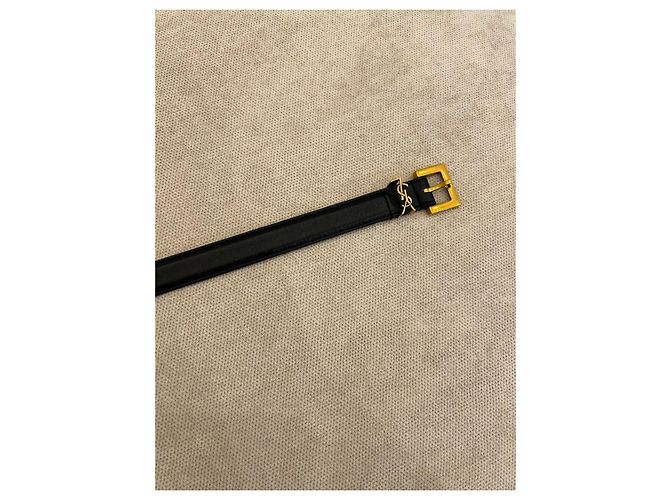Saint Laurent Cassandre schmaler Ledergürtel schwarz - Ansicht 5