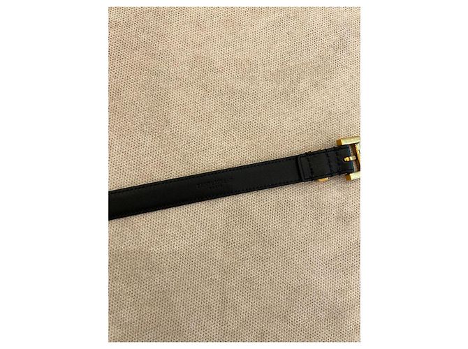 Saint Laurent Cassandre schmaler Ledergürtel schwarz - Ansicht 6