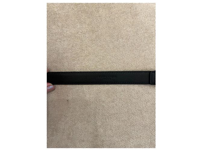 Saint Laurent Cassandre schmaler Ledergürtel schwarz - Ansicht 7