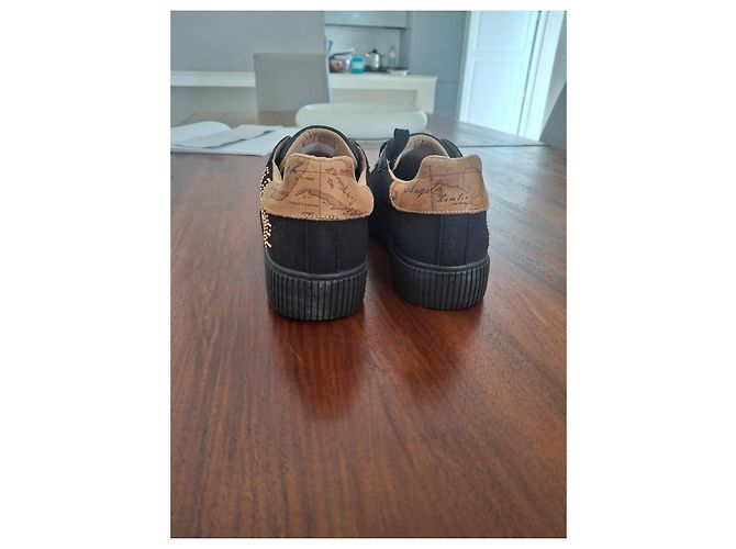 Autre Marque Sneakers Prima Classe Nere con Borchie e Stampa Mappa Nero D'oro - vista 5